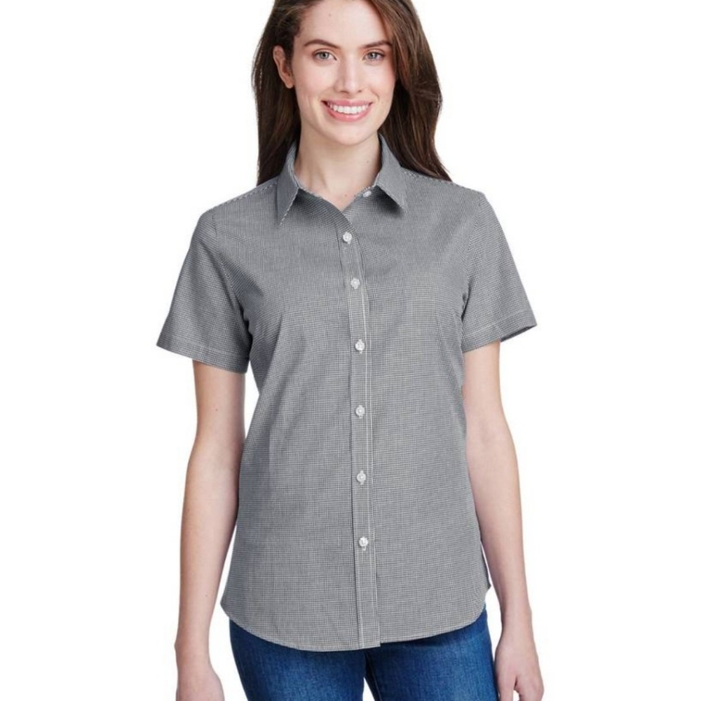 Artisan Collection by Reprime Women's Microcheck Black/ White Gingham Shirt Sz L